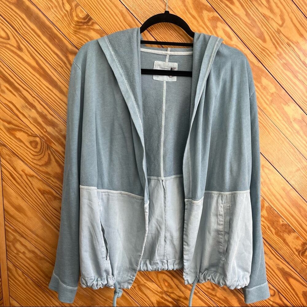 Anthropologie Two Tone Hoodie Zip Jacket